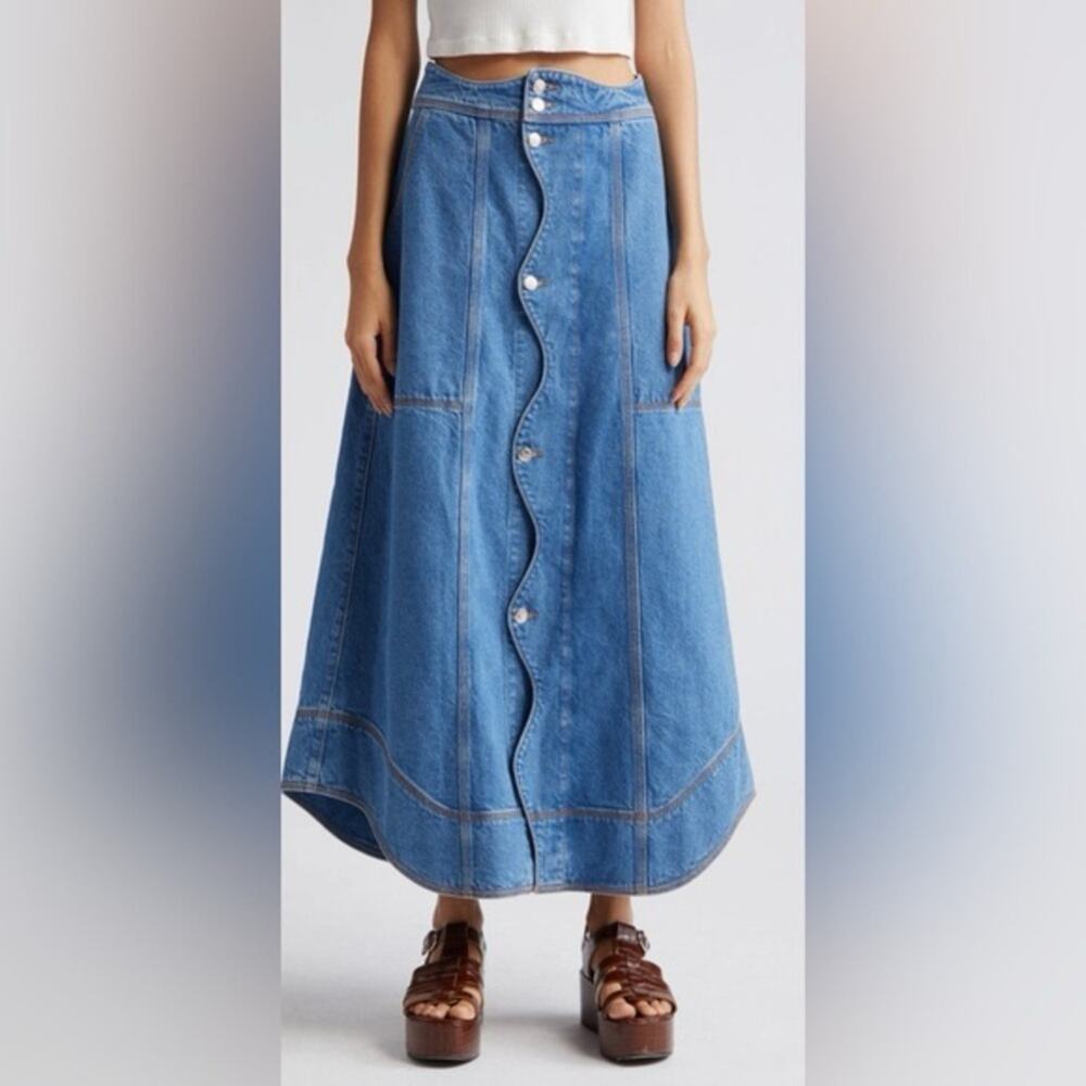 NWT - FARM Rio Blue Denim Skirt
